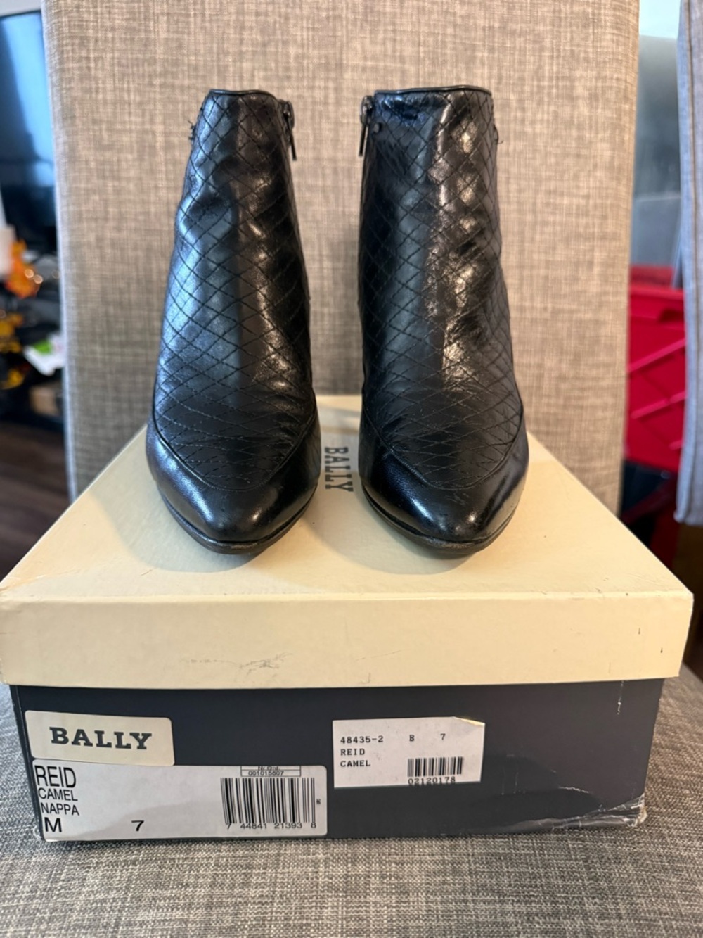 Bally Black Quilted Pointed-Toe Ankle Booties